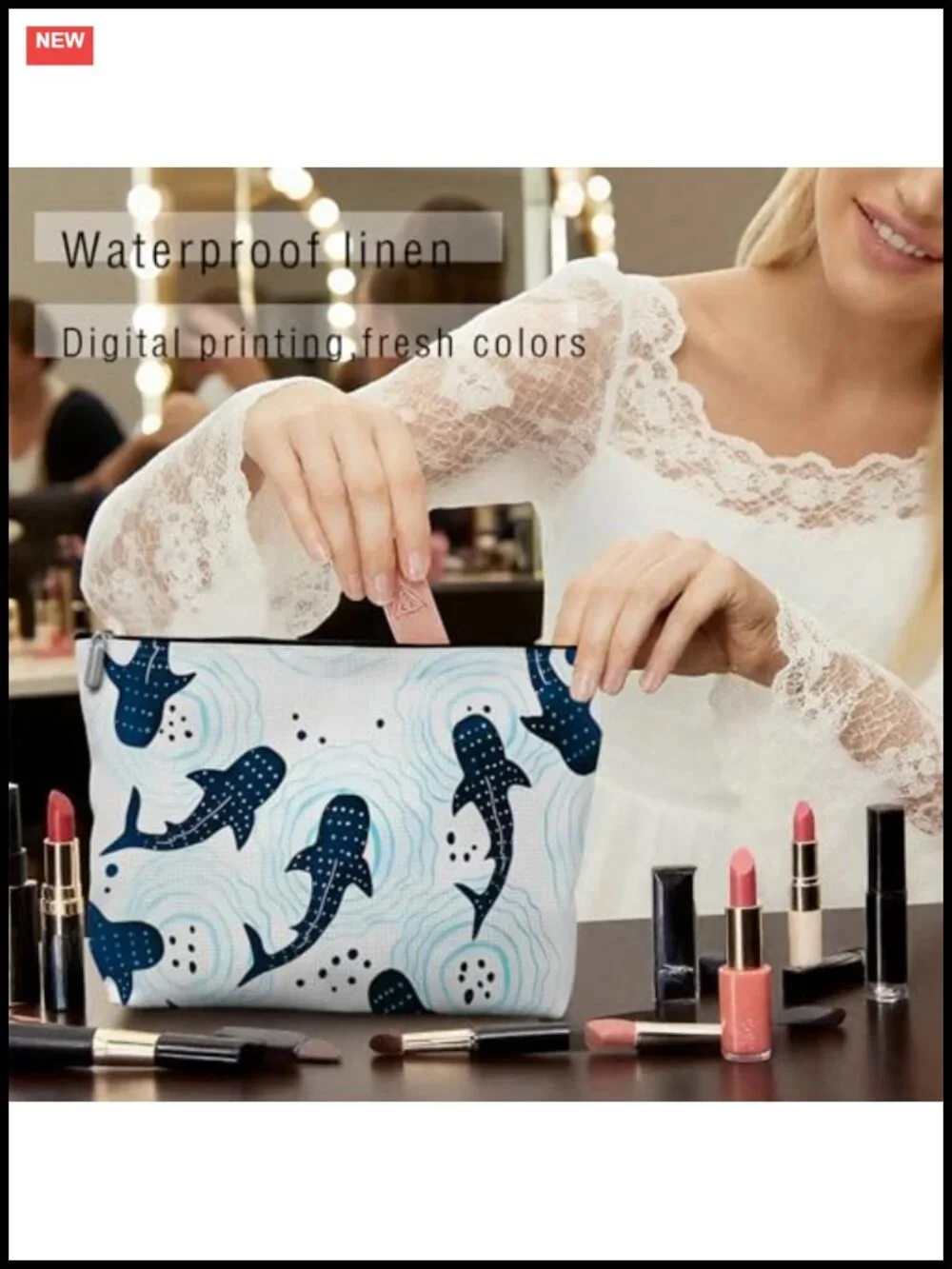 Whale Shark Watercolor Cosmetic Pouch, Makeup Bag, Travel Toiletry Case,